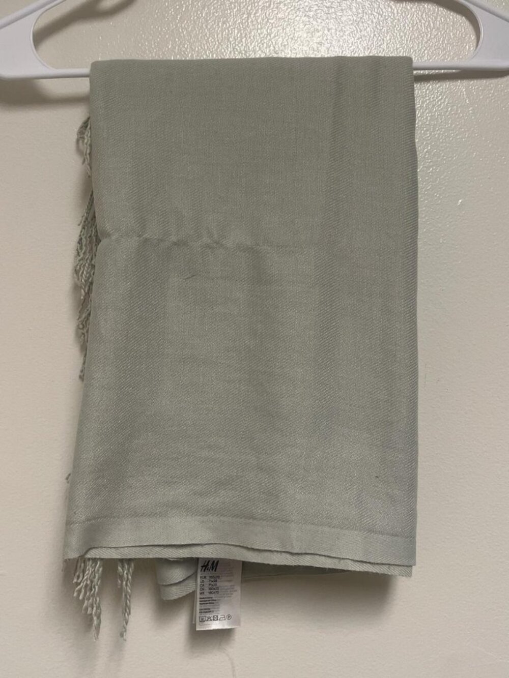 H&M Light Green Khaki Tassel Scarf